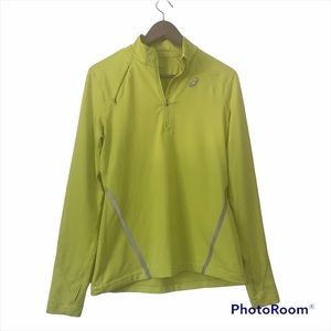 Asics neon yellow running pullover with zip SIZE M
